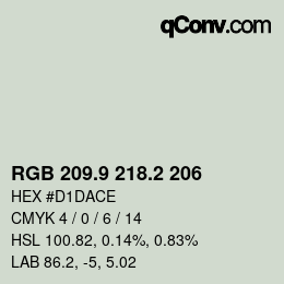 Color code: RGB 209.9 218.2 206 | qconv.com