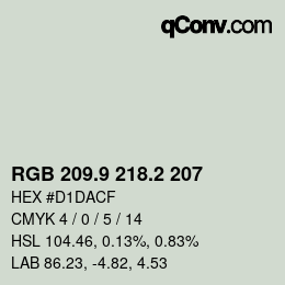 Color code: RGB 209.9 218.2 207 | qconv.com