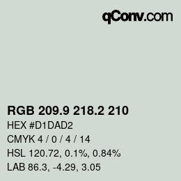 Color code: RGB 209.9 218.2 210 | qconv.com