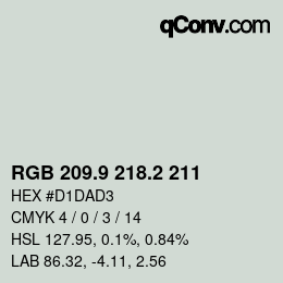 Color code: RGB 209.9 218.2 211 | qconv.com