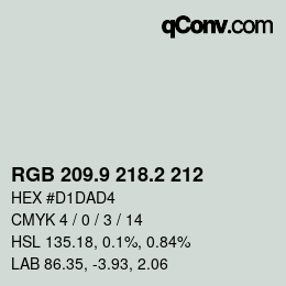Color code: RGB 209.9 218.2 212 | qconv.com