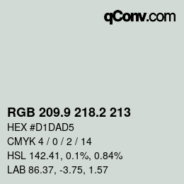 Color code: RGB 209.9 218.2 213 | qconv.com
