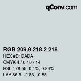 カラーコード: RGB 209.9 218.2 218 | qconv.com