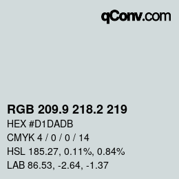 Color code: RGB 209.9 218.2 219 | qconv.com