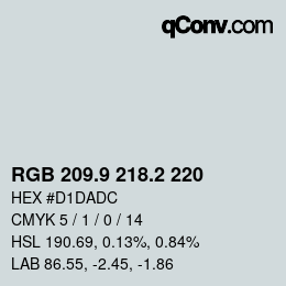Color code: RGB 209.9 218.2 220 | qconv.com