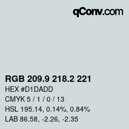Color code: RGB 209.9 218.2 221 | qconv.com