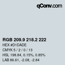Color code: RGB 209.9 218.2 222 | qconv.com