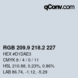 カラーコード: RGB 209.9 218.2 227 | qconv.com