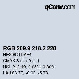 Farbcode: RGB 209.9 218.2 228 | qconv.com