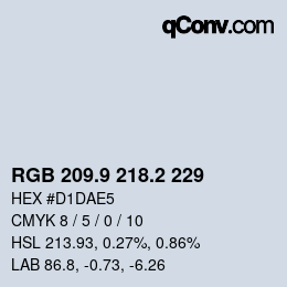 カラーコード: RGB 209.9 218.2 229 | qconv.com