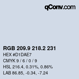 Color code: RGB 209.9 218.2 231 | qconv.com