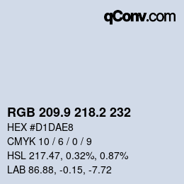 カラーコード: RGB 209.9 218.2 232 | qconv.com