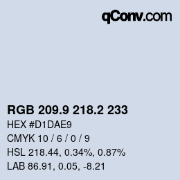 Color code: RGB 209.9 218.2 233 | qconv.com
