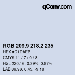 Color code: RGB 209.9 218.2 235 | qconv.com