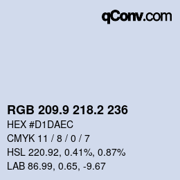 Color code: RGB 209.9 218.2 236 | qconv.com