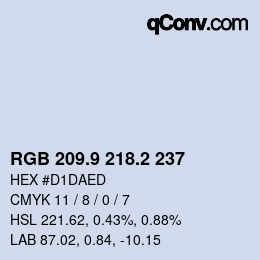 カラーコード: RGB 209.9 218.2 237 | qconv.com