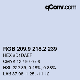 Color code: RGB 209.9 218.2 239 | qconv.com