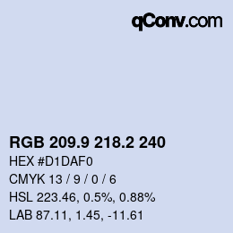 Color code: RGB 209.9 218.2 240 | qconv.com