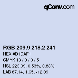 Color code: RGB 209.9 218.2 241 | qconv.com