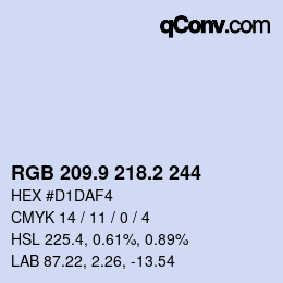 Color code: RGB 209.9 218.2 244 | qconv.com