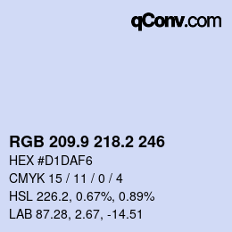 Color code: RGB 209.9 218.2 246 | qconv.com