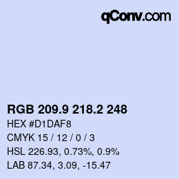 Farbcode: RGB 209.9 218.2 248 | qconv.com