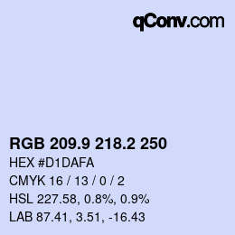 Color code: RGB 209.9 218.2 250 | qconv.com