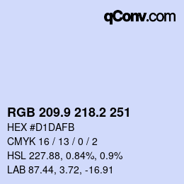 Farbcode: RGB 209.9 218.2 251 | qconv.com