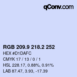 カラーコード: RGB 209.9 218.2 252 | qconv.com