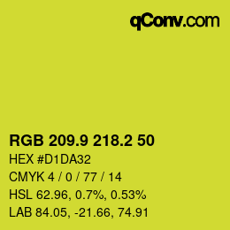 カラーコード: RGB 209.9 218.2 50 | qconv.com