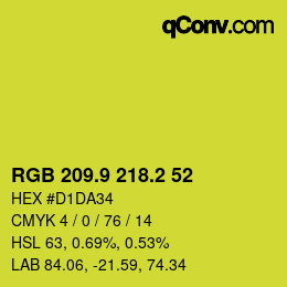 カラーコード: RGB 209.9 218.2 52 | qconv.com