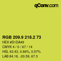 カラーコード: RGB 209.9 218.2 73 | qconv.com