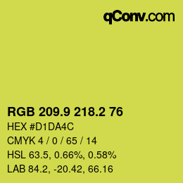 カラーコード: RGB 209.9 218.2 76 | qconv.com