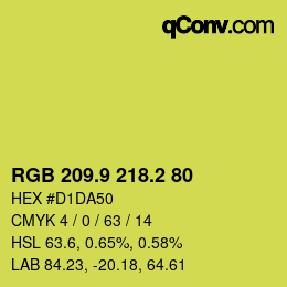 カラーコード: RGB 209.9 218.2 80 | qconv.com
