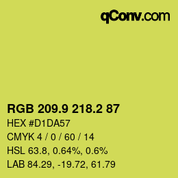 カラーコード: RGB 209.9 218.2 87 | qconv.com