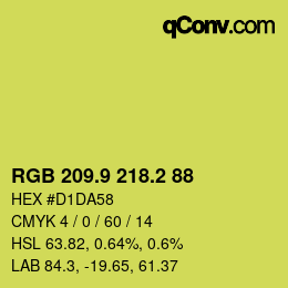 カラーコード: RGB 209.9 218.2 88 | qconv.com