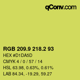 カラーコード: RGB 209.9 218.2 93 | qconv.com