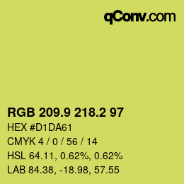 カラーコード: RGB 209.9 218.2 97 | qconv.com