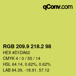 カラーコード: RGB 209.9 218.2 98 | qconv.com