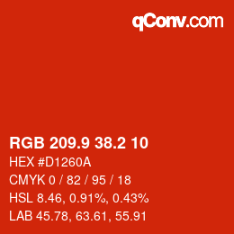 カラーコード: RGB 209.9 38.2 10 | qconv.com