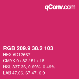 カラーコード: RGB 209.9 38.2 103 | qconv.com