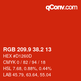 カラーコード: RGB 209.9 38.2 13 | qconv.com
