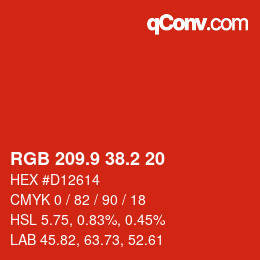 カラーコード: RGB 209.9 38.2 20 | qconv.com
