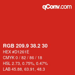 カラーコード: RGB 209.9 38.2 30 | qconv.com