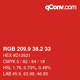 カラーコード: RGB 209.9 38.2 33 | qconv.com
