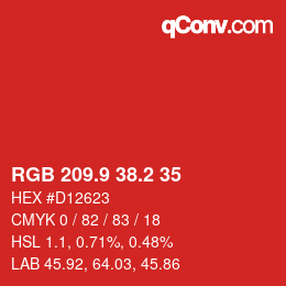 カラーコード: RGB 209.9 38.2 35 | qconv.com