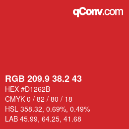 カラーコード: RGB 209.9 38.2 43 | qconv.com