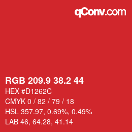 カラーコード: RGB 209.9 38.2 44 | qconv.com