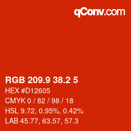 カラーコード: RGB 209.9 38.2 5 | qconv.com