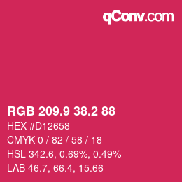 カラーコード: RGB 209.9 38.2 88 | qconv.com